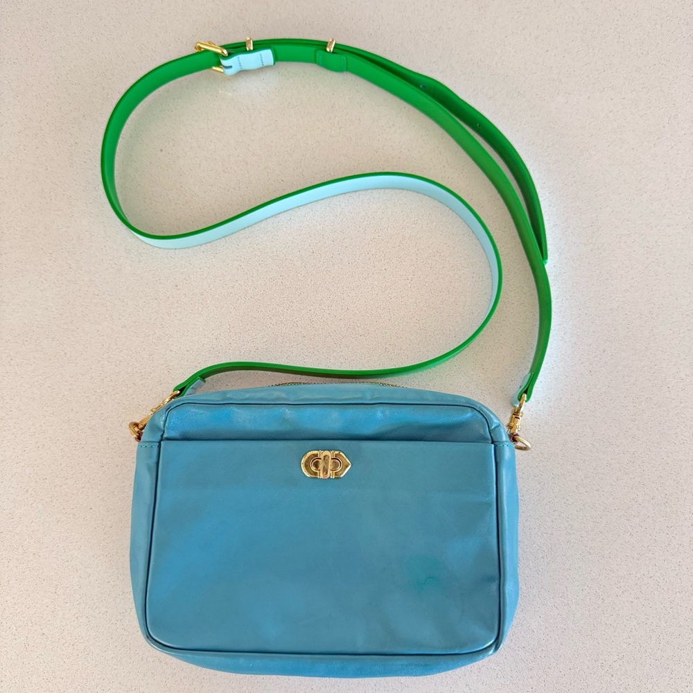 Clare V. Turnlock Midi Sac in Ocean Blue
